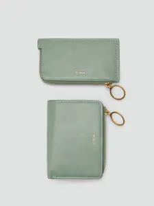 MANGO Women Abstract Textured Two Fold Wallet