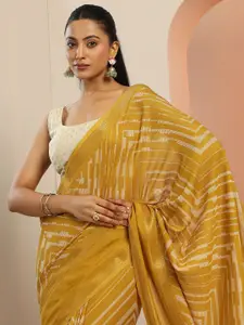Libas Chevron Printed Zari Pure Georgette Saree