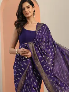 Libas Ethnic Motifs Printed Zari Saree
