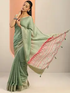 Libas Women Ethnic Motifs Woven Design Zari Pure Georgette  Saree