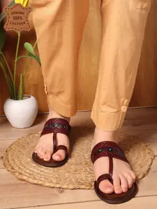 Carlton London Women Ethnic Embroidered Open Toe One Toe Flats