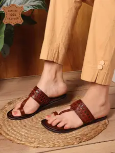 Carlton London Women Leather One Toe Flats with Embroidered