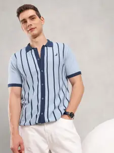 Nautica Men Premium Striped Pure Cotton Casual Shirt