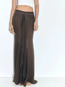 MANGO Ruffle Detail Low-Waist Maxi Skirt