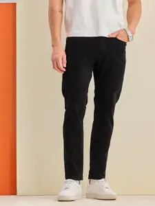 Snitch Men Black Mid-Rise Slim Fit Trouser