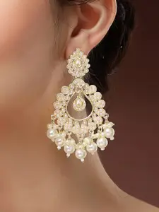 KARATCART Gold-Plated Pearls Drop Earrings
