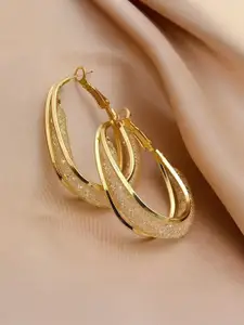 AVANT-GARDE PARIS Stainless Steel Gold-Plated Stones Studded Circular Shaped Hoop Earrings