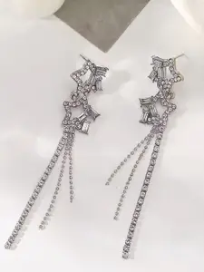 AVANT-GARDE PARIS Silver-Plated Crystals Studded Star Shaped Drop Earrings