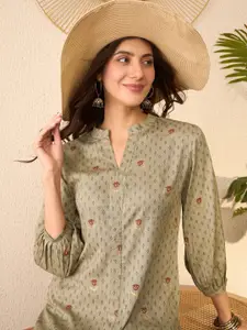 KALINI Women Floral Printed Mandarin Collared Kurti