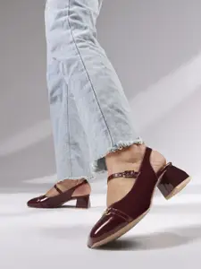 TRYME Women Square Toe Block Heel Mules