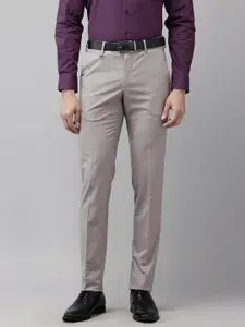 Van Heusen Men Self Design Ultra Slim Fit Formal Trousers