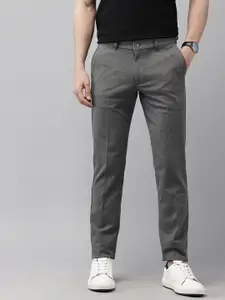 Van Heusen Men Textured Slim Fit Chinos Trousers
