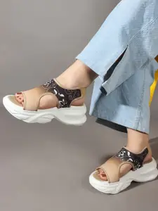 TRYME Women Printed Platform Heels Sandals
