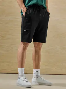 Snitch Men Black Mid-Rise Regular Fit Shorts