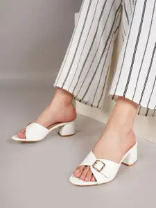 Lavie Women Textured Block Heels Sandals With Buckle