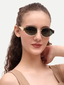 HAMILTANO WINSTON Women Green Full Rim Oval Sunglasses with UV Protected Lens