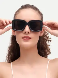 HAMILTANO WINSTON Women Black Oversized with with UV Protected Sunglasses