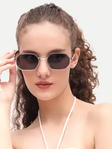 HAMILTANO WINSTON Women Silver Hexagon Lens Sunglasses UV Protected