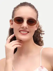 HAMILTANO WINSTON Women Brown Oval Full Rim Sunglasses with UV Protected Lens