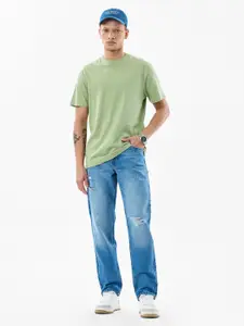 Snitch Men Snitch Blue Pure Cotton Mid-Rise Relaxed Fit Jeans