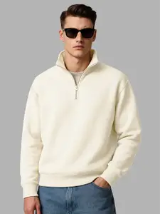 Maniac Men Mock Collar Full Sleeve Cotton Fleece Sweatshirt