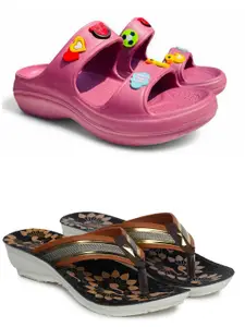 FABBMATE Women Self Design Open Toe Sliders