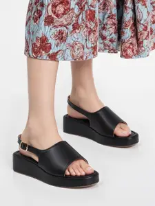 TRYME Women Open Toe Platform Sandals With Buckles