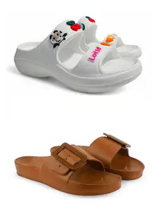 FABBMATE Women Self Design Casual Sliders