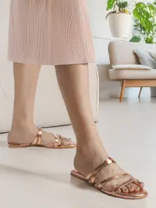 Lavie Women Strappy Textured Open Toe Flats