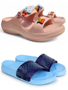 FABBMATE Women Self Design Open Toe Sliders