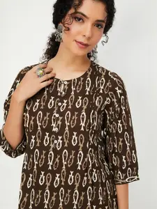 max Women Round Neck Abstract Print Kurti