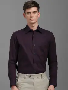 Louis Philippe Men Classic Fit Textured Spread Collar Pure Cotton Formal Shirt