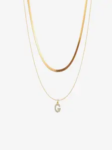 AQUASTREET 18K Gold Plated Anti-Tarnish Initial Letter G Zircon Pendant Layered Necklace