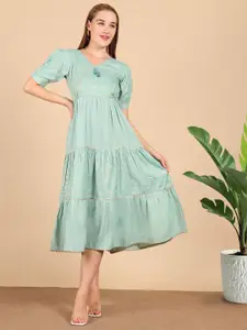 True Shape Women  Floral Print Jacquard Fit & Flare Dress