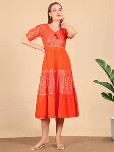 True Shape Women Ethnic Motifs Printed Fit & Flare Midi Dress