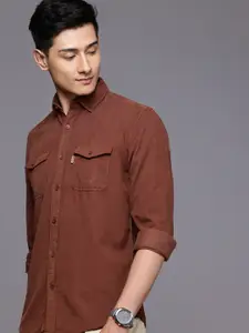 Louis Philippe Jeans Pure Cotton Slim Fit Corduroy Casual Shirt