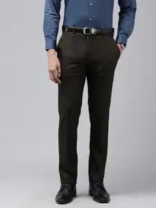 Van Heusen Men Checked Slim Fit Formal Trousers