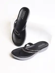 Monrow Kelly Women Black Open Toe Flats