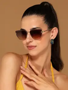 Voyage Women Black & Brown Lens Brown Frame Cateye Sunglasses 2608MG7111