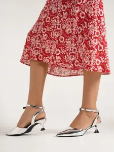 JM Looks Women Kitten Heel Pointed Toe Ankle Buckle Stylish Comfortable Heel