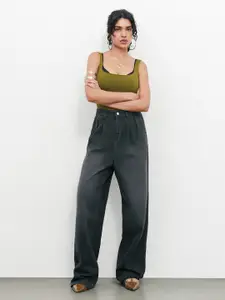 FREAKINS Women Baggy Fit High-Rise Light Fade Pure Cotton Jeans