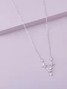 Kushal's Fashion Jewellery Women White Rhodium-Plated Party Zircon Trendy Necklace