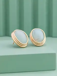 Kushal's Fashion Jewellery Gold-Plated Oval Shaped Zircon Studs