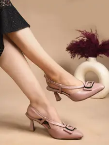 JM Looks Women Pointed Toe Ankle Back Strap Stylish Comfortable Kitten Heel Sandals