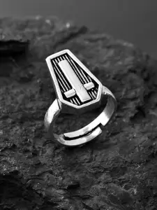 Voylla Sliver-Plated Statement The Last Rite Finger Ring