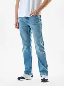 Snitch Men Light Blue Mid-Rise Straight Fit Jeans