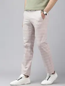 Van Heusen Men Checked Slim Fit Chinos Trousers