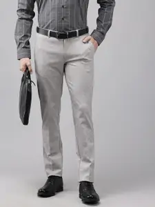 Van Heusen Men Textured Slim Fit Formal Chinos Trousers