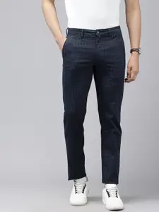 Van Heusen Men Checked Slim Fit Chinos Trousers