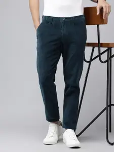 Van Heusen Men Textured Cordray Slim Fit Chinos Trousers